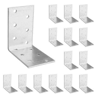Imagen de OMIDEAS 15 x Escuadra con placa perforada (60 60 40) Conectores en ángulo ancha Soportes de hoja acero galvanizado