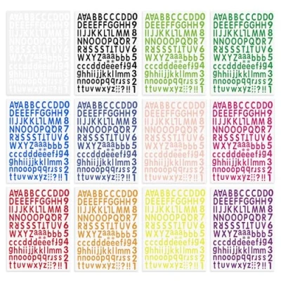 Imagen de 12 hojas de pegatinas letras grandes, adhesivas con impermeables, autoadhesivas coloridas