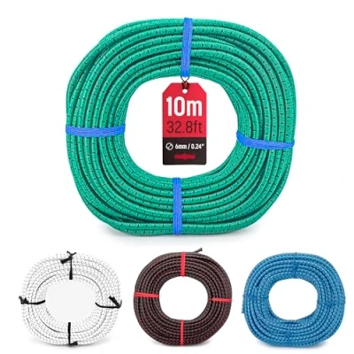 Imagen de MAGMA Cuerda Elastica 6mm. Fibritex Polietileno. Piscinas (Standard NF P 90 308) Toldos Acampadas Exteriores Manualidades Nautica Amarres Escalada Resistente al Agua (10m, Verde)