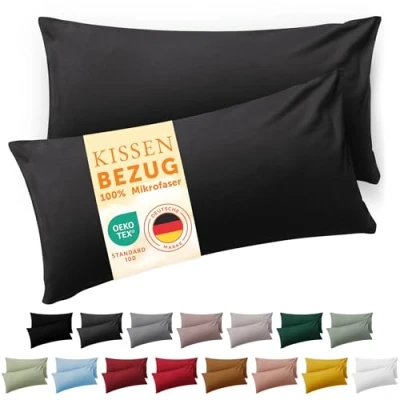 Imagen de Blumtal Fundas de Almohada 40x60 cm (Juego 2) cojín Microfibra para sofá con Cremallera, Extra Suaves y Lavables, Certificado Oeko Tex Antracita