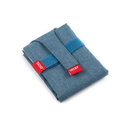 Imagen de Tatay Porta Bocadillo Reutilizable, Bolsa de Tela ideal para la merienda o almuerzo, Adaptable, Fácil limpiar, Sin BPA, Personalizable. Color Denim Blue. Medidas 72,5 x 44 cm