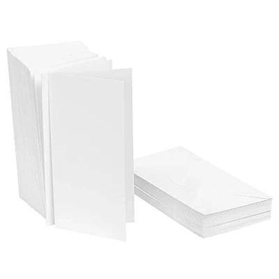 Imagen de Ideen mit Herz Juego de Tarjetas plegables en blanco con sobre 50 y sobres para diseñar tú mismo (Tamaño la tarjeta 10,5 x 21 cm DIN largo)
