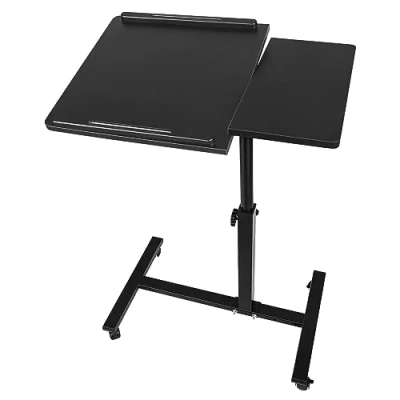 Imagen de Drumm mesa de cama para ordenador portátil, con rueda, ajustable en altura, ruedas cerradas, escritorio pie, móvil, plegable (negro (70 x 44 65/95 cm)