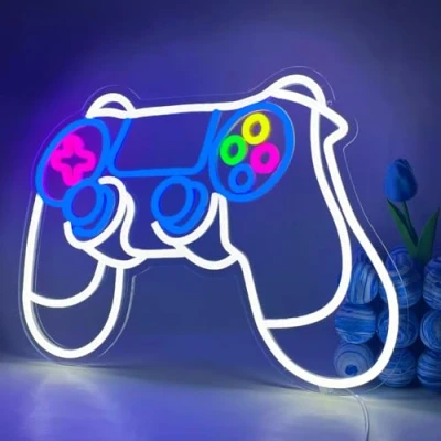 Imagen de Juego neón Luz de Gamepad Alimentado por USB con Interruptor Sala juegos deportes electrónicos decoración pared letrero regalos para niños y niñas