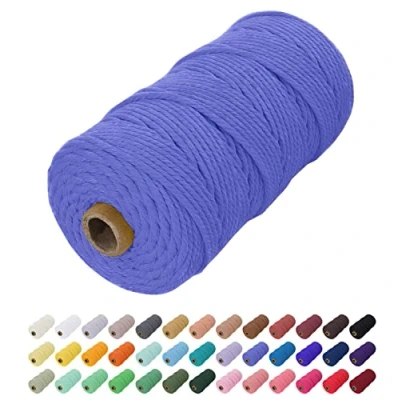 Imagen de Uiopa Hilo Macrame 2mm x 200m, Cuerda de Algodon Natural Cordel, Manualidades para DIY Pared, Cortina, Colgar Plantas, Decoracion Dormitorio (Neblina Azul)