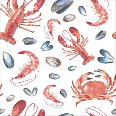 Imagen de 20 Servilletas de papel con diseño animales marítimos y conchas marítimas como decoración mesa. diseño. También para decoupage decoupage, 33 x cm