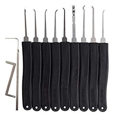 Imagen de Loboo Idea juego de 14 piezas púas cerradura Kaba con dientes, abridor cerrajero, herramientas Negro