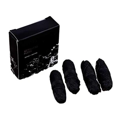 Imagen de hilo dental biodegradable, de carbón bambú, 4 rollos 120 m, carrete seda natural, respetuoso con el medio ambiente, cuidado bucal, color negro
