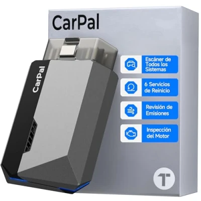 Imagen de TOPDON Carpal A Lector de código OBD2 Bluetooth, escáner para iOS y Android, comprobación Estado del vehículo, 6 Servicios Mantenimiento, Control Humo, guía reparación,
