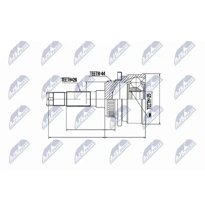 Imagen de NTY NPZ MZ 041 Junta Homocinética Caja de cambios manual Eje delantero, izquierda, derecha, lado engranaje FORD: Ranger Mk2