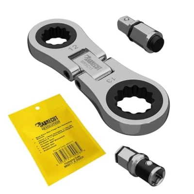 Imagen de 1 x SabreCut MRSC11 Dual Drive Flex 12 mm y 13 pequeño micro trinquete con 6,3 hexagonal 1/10.2 cm Square Adaptadores de acero inoxidable profesional 72 dientes llave