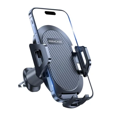 Imagen de Miracase Soporte Movil Coche [Nuevo Gancho Doble de Acero] Suporte Telemovel Carro para Ventilación Aire Compatible con iPhone 15/14/13/12 Samsung Xiaomi y Otras Smartphones
