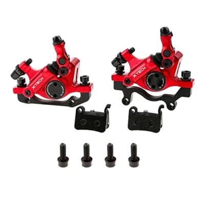 Imagen de Mgoodoo MTB Juego de frenos disco hidráulicos para bicicleta, delantero y trasero, línea tracción hidráulica, rojo, discos 160 mm