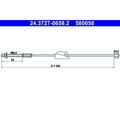 Imagen de ATE 24.3727 0658.2 Cable de Freno Mano 306 FORD: FIESTA 5