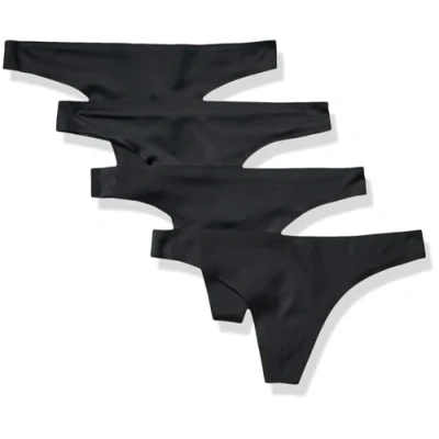 Imagen de Amazon Essentials Ropa Interior Tipo Tanga Elástica, Termosellada y sin Costuras Mujer, Pack de 4, Negro, 46