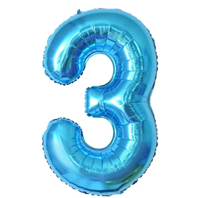 Imagen de Globos de Cumpleãnos 3 Azul,101 CM Globo Numeros Gigantes Grandes Decoracion,Globo Numero 3,Globos Niño Niña Adultos,Vuelan con Helio