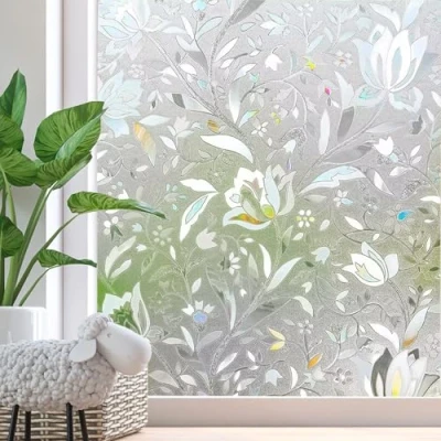 Imagen de Zindoo Vinilo Adhesivo Cristal para Privacidad, Tulipán, 44.5x200cm, FILM_VENTANA, Anti UV, Reutilizable, Sin Pegamento, Protección Duradera Dormitorio, Sala, Comedor, Cocina