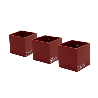 Imagen de KalaMitica Juego de 3 cubos Magnéticos 6,5 cm Rojo Contenedores o Porta Macetas con Imán Potente para Pizarras Magnéticas Pared