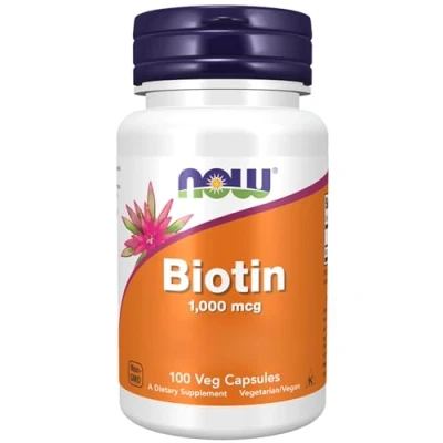 Imagen de Now Foods, Biotin, 1000mcg, Vitamina B7, Alta Dosificación, 100 Cápsulas veganas, Testado en Laboratorio, Sin Gluten, Soja, Vegetariano, No GMO