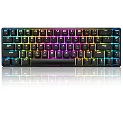 Imagen de T8 Teclado Mecánico RGB 60%, para Juegos con Cable Compacto 65%, Backlit LED 18 RGB, QWERTY Mini 68 Teclas Full Keys Anti ghosting PS4, Xbox, PC, Laptop, MAC Interruptor Azul/Negro