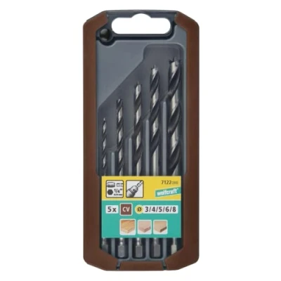 Imagen de wolfcraft Juego de brocas espirales Para madera, vástago hexagonal, Ø 38 mm, 5 piezas I 7122000 taladrar madera blanda