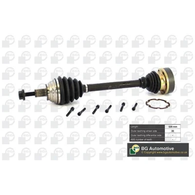 Imagen de BGA DS9634L Árbol de transmisión Eje delantero, izquierda 520, 520 VOLKSWAGEN: Golf 5, Touran I, Passat B6 Berlina, SEAT: Leon I Hatchback