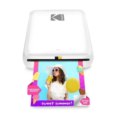 Imagen de KODAK Step Impresora de Fotos instantánea para smartphone Mini portátil inalámbrica en color adhesivas Zink 2x3 Bluetooth compatible con iOS y Android App edición divertida Blanco