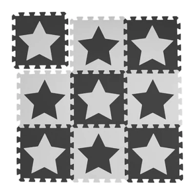 Imagen de Relaxdays Puzzle Stars 18 Foam Non Toxic Play Mat 91 x cm White/Grey Alfombra Puzle Bebé, 9 Piezas, Goma EVA, Colchoneta Niños, sin Sustancias Nocivas, Suelo Juego, Blanco y Gris, Set de 9,