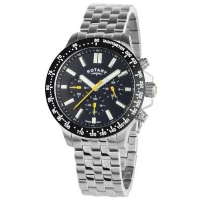 Imagen de Rotary Cronógrafo Deportivo de Cuarzo (45 mm) Esfera Negra/Brazalete Acero Inoxidable GB00024/04