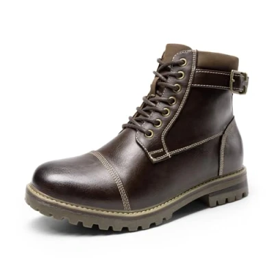 Imagen de Bruno Marc Botas de Militares Oxford Hombre Botines Moto Cordones con Cremallera Lateral,Size 43.5,Marron/Oscuro,ENGLE 05