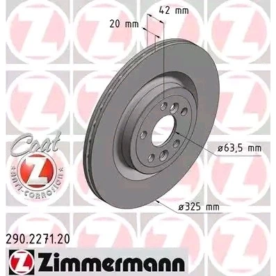 Imagen de ZIMMERMANN COAT Z 290.2271.20 Disco de freno 325 20 7/5 5 108 ventilación interna revestido LAND ROVER: Discovery Sport, JAGUAR: