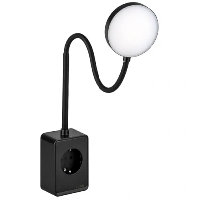 Imagen de SEBSON Lámpara Enchufe Pared LED Regulable, Lampara de Lectura con Conector USB C Cuello Cisne Flexible, Blanco Neutro 4000K, 4,5W, 420lm Luz Nocturna Negro