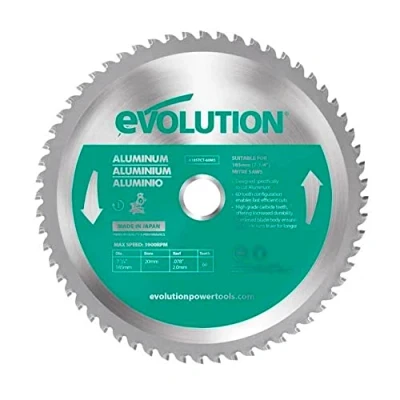 Imagen de Evolution A185TCT 60CS hoja de sierra 185 mm para cortar aluminio: la metal con punta carburo no genera calor, rebabas ni chispas