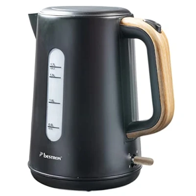 Imagen de Bestron AWK2200BW Hervidor de agua con base 360, incluye parada automática cocción y protección contra funcionamiento en seco, 1,7 litros capacidad, 2200 W, AWK2200BW, color negro madera