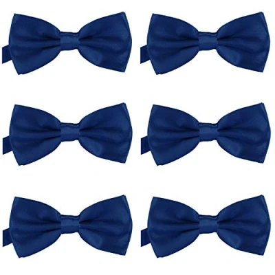 Imagen de DonDon Set de 6 Pajarita para hombre 12 x cm ajustable y lista usar Azul oscuro