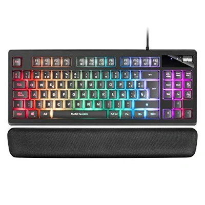 Imagen de Mars Gaming MKAXES Teclado Compacto TKL H Mech, Iluminación RGB 9 Efectos, Reposamuñecas Gel, Negro, Idioma Español