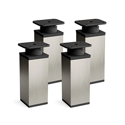 Imagen de sossai® Patas para muebles MFV1 4 piezas altura regulable Diseño: Inox Altura: 100 mm (+20mm) Perfil cuadrado: 40 x Tornillos incluidos