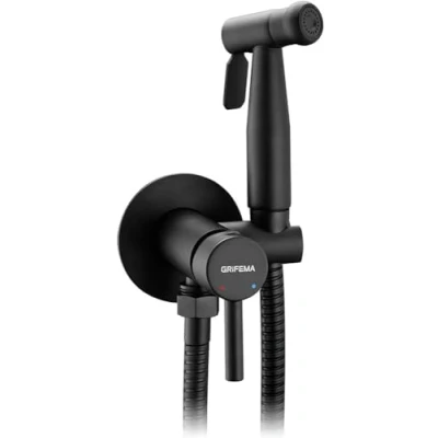 Imagen de GRIFEMA G154B 1 Irismart, Monomando Empotrar para Bidé WC, Agua Caliente y Fria, con Ducha Mano, Soporte Manguera, Flexo, Negro