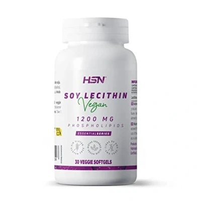 Imagen de Lecitina de Soja 2400 MG HSN 30 Perlas Vegetales ALTO contenido en Fosfolípidos NO Modificada Genéticamente, Apto Vegano, Sin Gluten