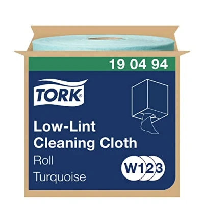 Imagen de Tork 190494 Paños de limpieza sin pelusa Premium / 1 capa/Paños multiusos compatibles con los sistemas W1, W2 y W3 bobina x 180 m/color turquesa