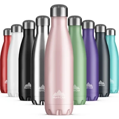 Imagen de Mont Clair Botella agua Acero Inoxidable Termica sin BPA, 12h de Bebida Caliente y 24h Fría, Termo con pared Doble Aislamiento, Isotermica 500ml Rosa