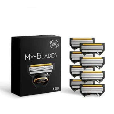 Imagen de My Blades® cuchillas de afeitar compatibles con Gillette Fusion 5, brazo plástico, 8 repuesto 5 hojas
