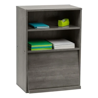 Imagen de Iris Ohyama, muebles con puertas, estante de almacenamiento, 2 compartimentos modulares, diseño, sólido, moderno, multi uso, escritorio, habitación, salón Flap Rack Chr 1 Gris Oak