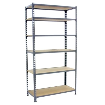 Imagen de Simon Rack Estanteria Metalica, 2500x1100x400 mm, 6 Baldas de Madera, 200 kg Punto Flexión, Estanterias Almacenaje, Gris/Madera Maderclick
