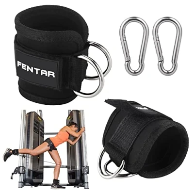 Imagen de 2 Pcs Ajustable Tobillera para Cable Máquina, Tobilleras Poleas Gym con Anillo en D Doble, Accesorios Cable, Cómoda Polea, Polea Ejercitar Las Piernas Glúteos