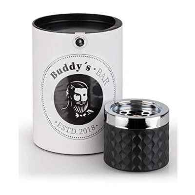 Imagen de Buddy&#039;s Bar cenicero „Romeo“, Vidrio con Cierre de Bayoneta, Metal Cromado, Opaco Mate, 9,5cm x 8cm en Negro Mate