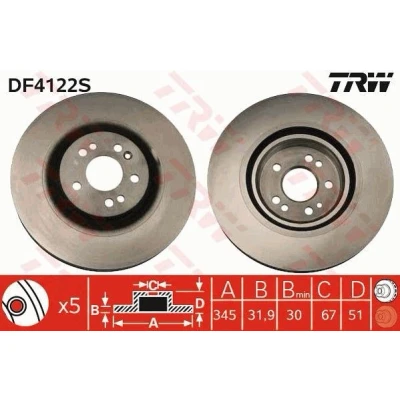 Imagen de TRW DF4222S Disco de freno 345 31,9 5 112 ventilado barnizado altamente carbonizado MERCEDES BENZ: Clase ML