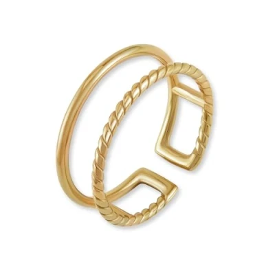Imagen de GD GOOD.designs anillo de oro para damas ajustable acero inoxidable resistente al agua doble abierto mujeres incl. caja regalo