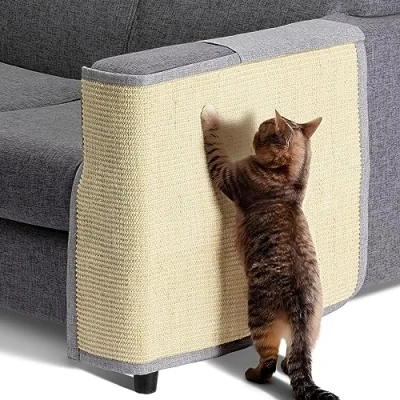 Imagen de Navaris Rascador para Gatos Protector Esquina Izquierda de sofá o sillón Afilador uñas sisal Mascotas el Lado Izquierdo en Negro 50 x 70 cm