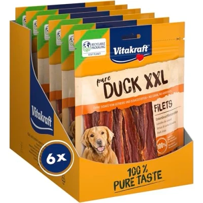 Imagen de Vitakraft Tiras de Filete pechuga Pato XXL, sin Cereales, con Carne magra, en Bolsa XXL resellable, azúcar añadida (6 x 250 g)